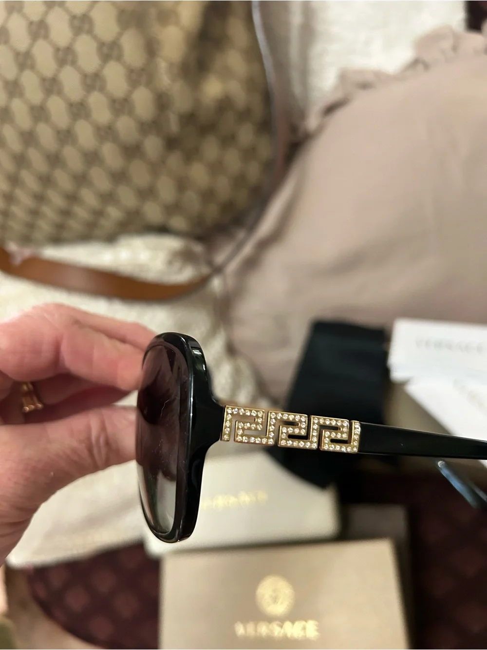 Versace Black Frame Sunglasses with Gradient Lenses